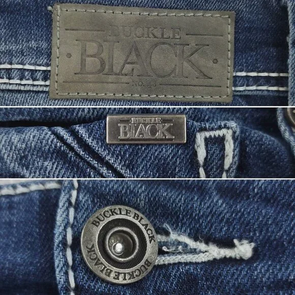 Buckle Black Jeans Slim No. 1 Fit Stretch Stitched Men's "34x34" Actual 36x34 - Picture 3 of 10